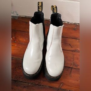 Dr. Martens White Smooth Leather Platform Boots (Size 8)